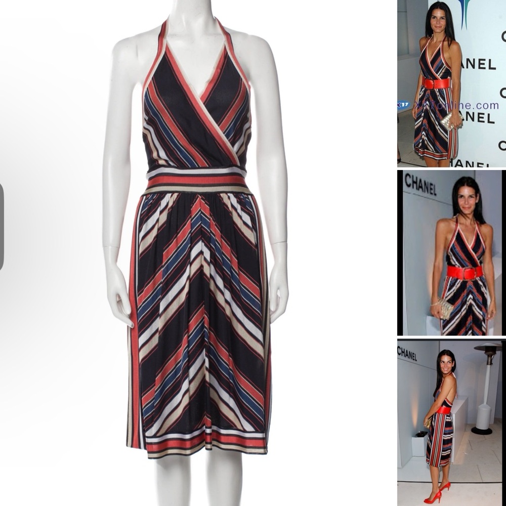 CHANEL coco line Vintage Midi Length Dress
Size FR 34 multicolor France striped